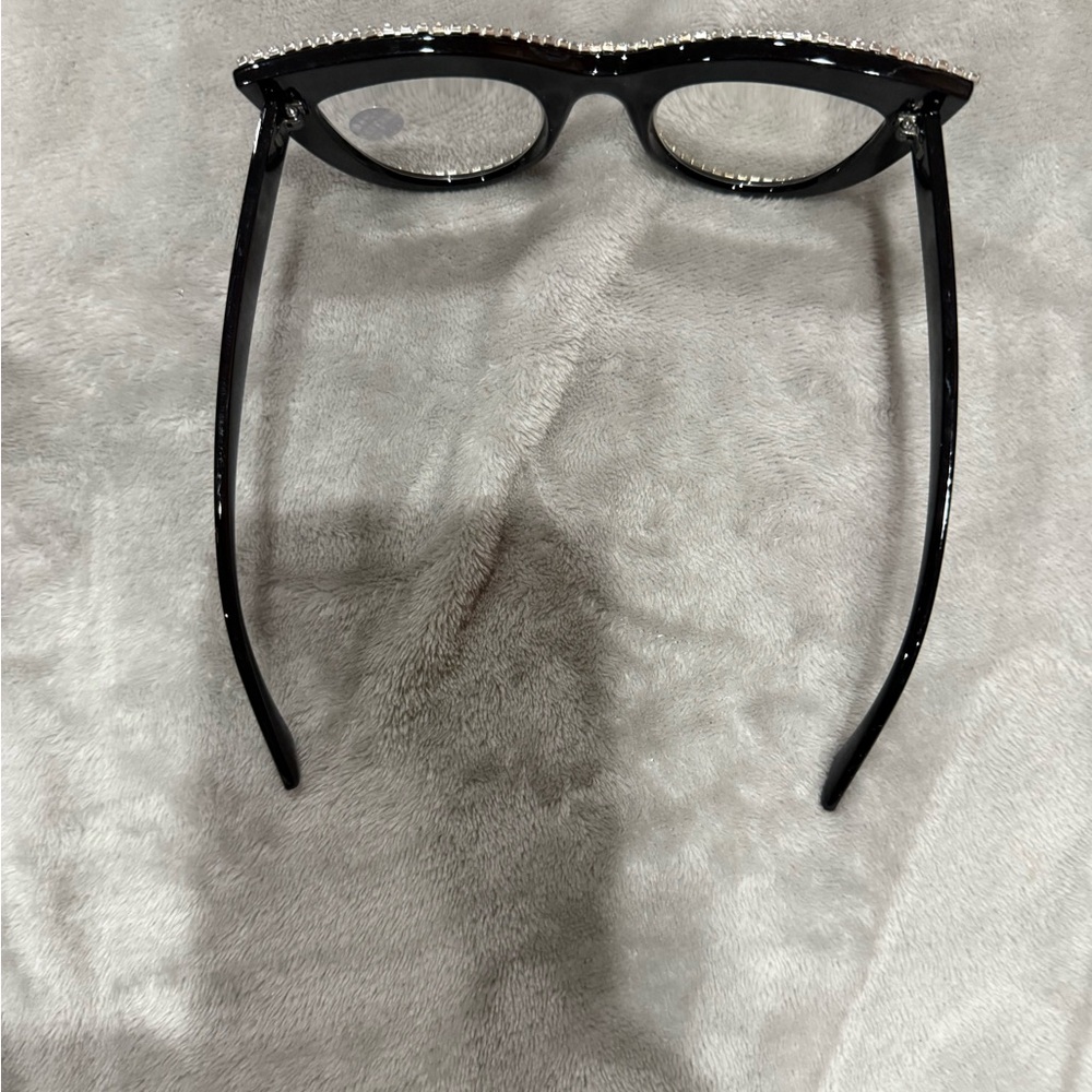 Elegant Black Rhinestone Cat-Eye Glasses +2.50 - Picture 4 of 6